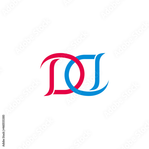 letter dd simple curves linked colorful geometric logo vector