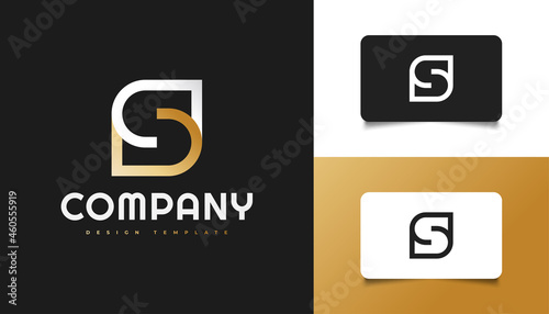 Abstract and Minimalist Letter S Logo Design in White and Gold. Graphic Alphabet Symbol for Corporate Business Identity