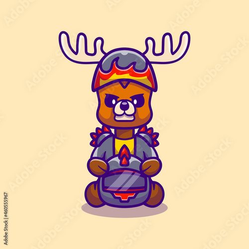 cute deer motorcycle gang member