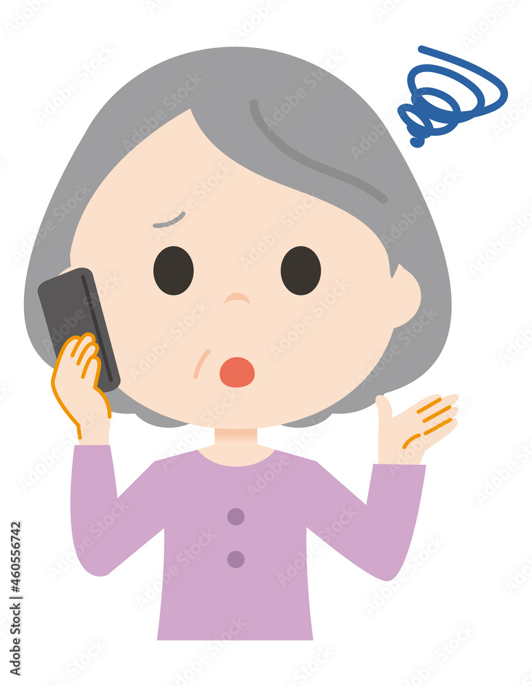 An old woman talking on the phone. An old woman talking on the phone.