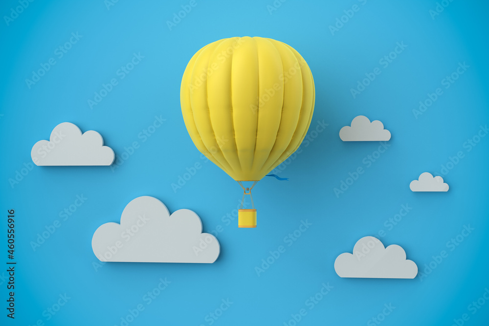 Fototapeta premium hot air balloon with cloud on blue sky