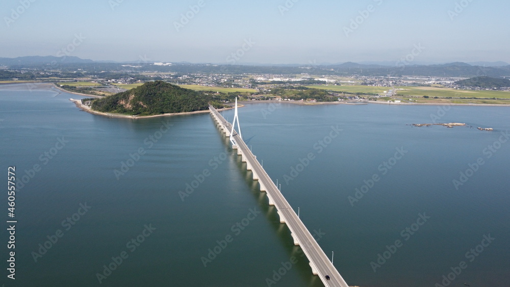 斜張橋　周防大橋 山口県　瀬戸内海の景色