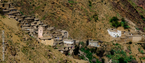 village in mountain high atlas morocco photo