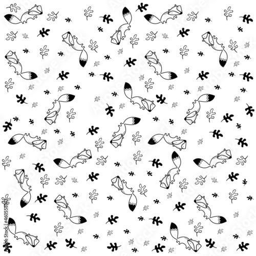 Wallpaper Mural Cute fox and leaves pattern fashion design white background Torontodigital.ca