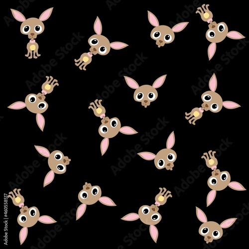 Cute puppy pattern with black background fabric design