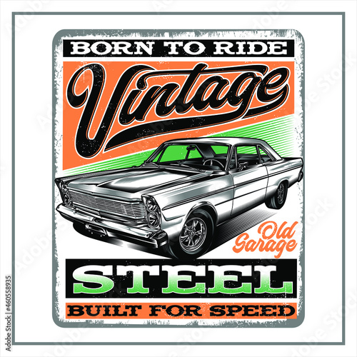  Vintage steel car signs was created with vector file, Can be used for digital printing and screen printing