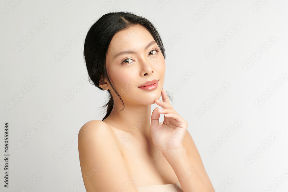 Beautiful young asian woman with clean fresh skin on white background, Face care, Facial treatment, Cosmetology, beauty and spa, Asian women portrait. Beautiful young asian woman with clean fresh skin on white background, Face care, Facial treatment, Cosmetology, beauty and spa, Asian women portrait.