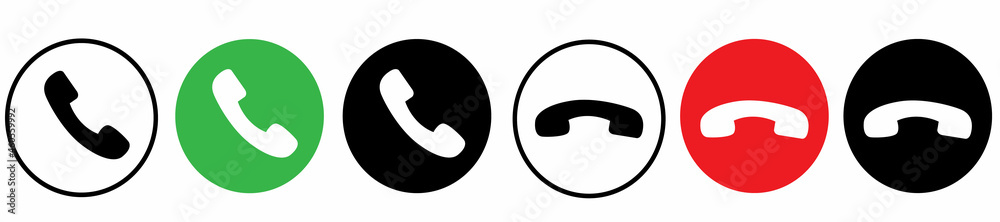 phone call icon vector. mobile cell answer symbol. dial internet button graphic illustration. isolated on white background. red green circle. receive contact decline. handset shape. talk phone call icon vector. mobile cell answer symbol. dial internet button graphic illustration. isolated on white background. red green circle. receive contact decline. handset shape. talk