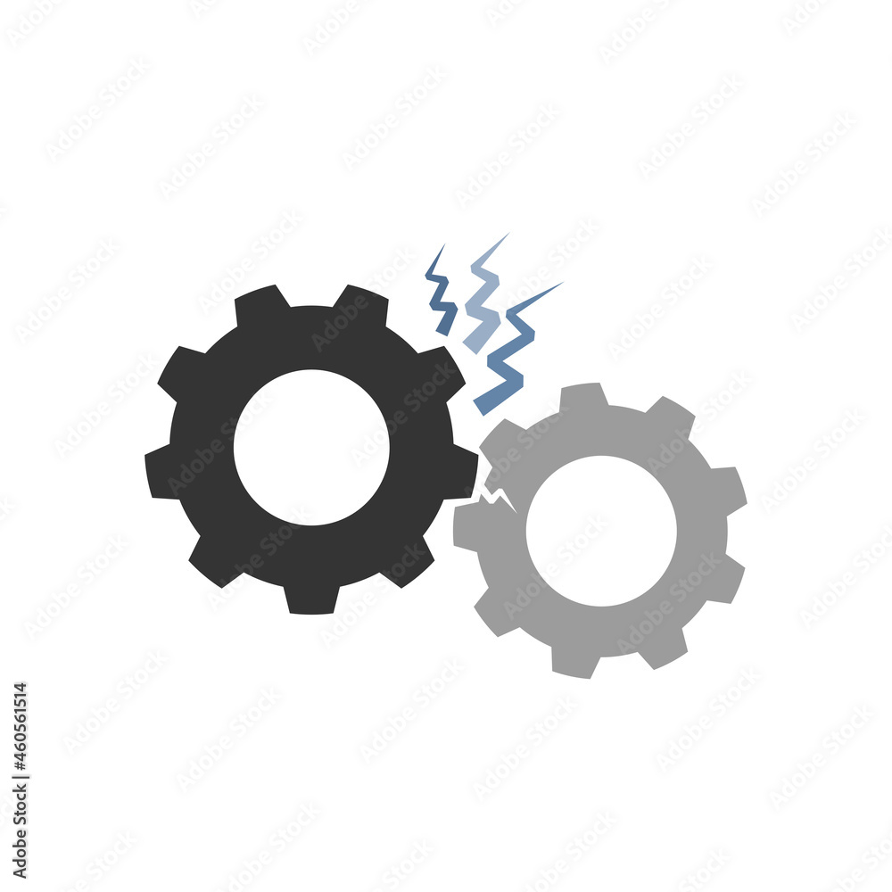 Vector illustration of a broken gear. Vector illustration of a broken gear.