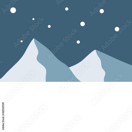 Vector illustration of snowy mountain landscape.