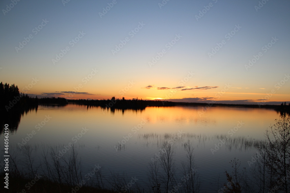 Fototapeta premium Fall Sunset, Elk Island National Park, Alberta