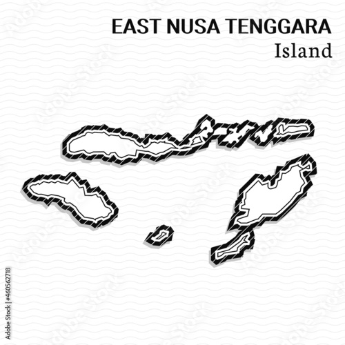 Post template for social media East Nusa Tenggara Island vector map black and white, High detailed illustration. East Nusa Tenggara Island, part of Indonesia, country in Asia. photo