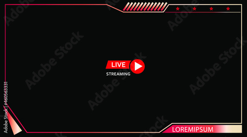 video frame template for game live broadcast with golden gradient red color scheme 16:9 dimension