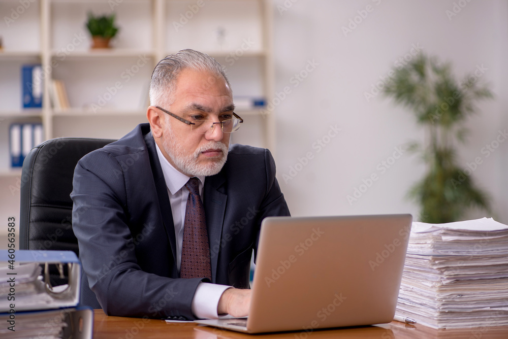 Old male employer and too much work in the office Old male employer and too much work in the office