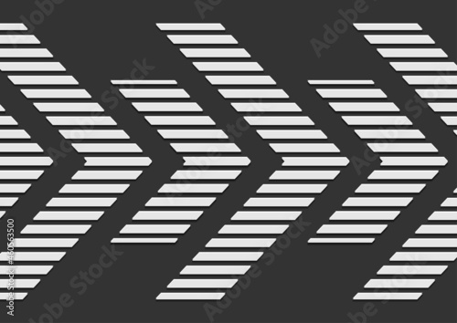 Black and white abstract tech geometric background with arrows. Vector dark design