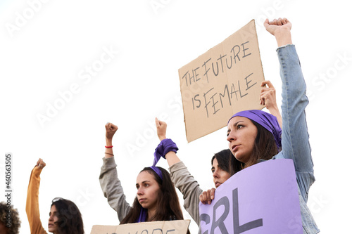 Women take part in the feminist strike on the Women Day. photo