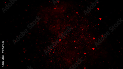 red heart symbol particle background, red love particles background