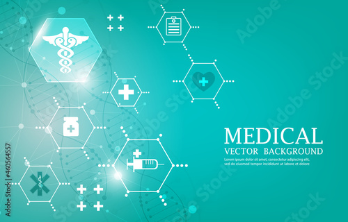 Futuristic medical geometric icons wallpaper design