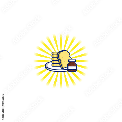 Cartoon illustration of bread and chocolate jam