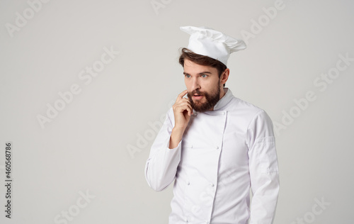 bearded man chef kitchen Job hand gestures Professional emotions
