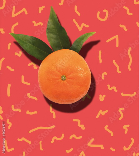 Orange on a pink design background.