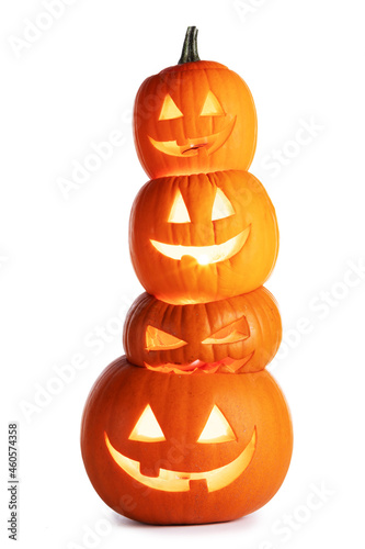 Stack of glowing Halloween Pumpkins