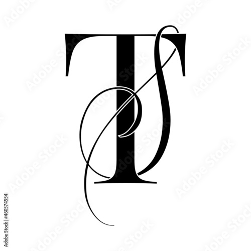 ts, st, monogram logo. Calligraphic signature icon. Wedding Logo Monogram. modern monogram symbol. Couples logo for wedding