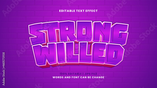 Strong willed editable text effect in modern 3d style