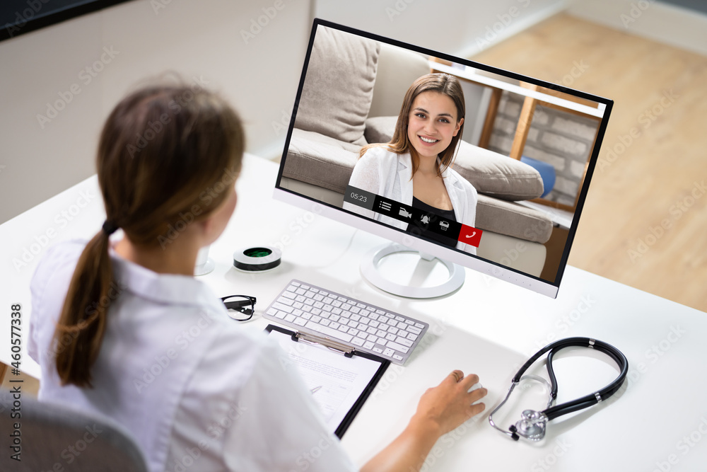Doctor In Video Conference Call