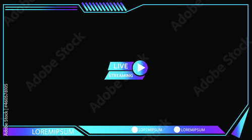 video frame template for game live broadcast with purple gradient blue color scheme 16:9 dimension