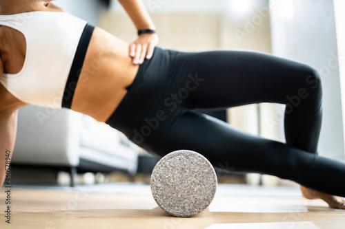 Foam Roller Healthy Leg Workout Sport Training photo