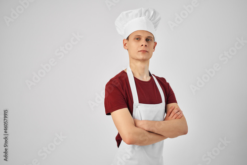 the chef in the white apron folded her hands in front of her self-confidence professionals