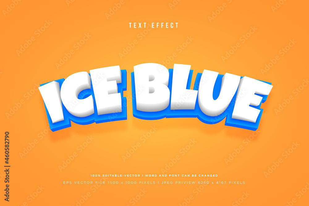 Ice blue 3d text effect template