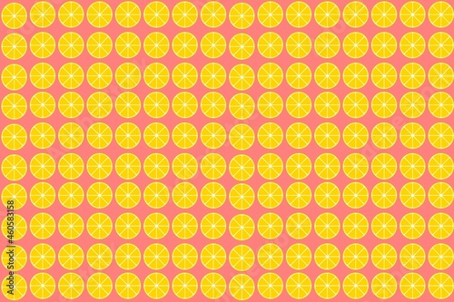Fresh lemon slices pattern on pink background. Summer minimal idea concept. 