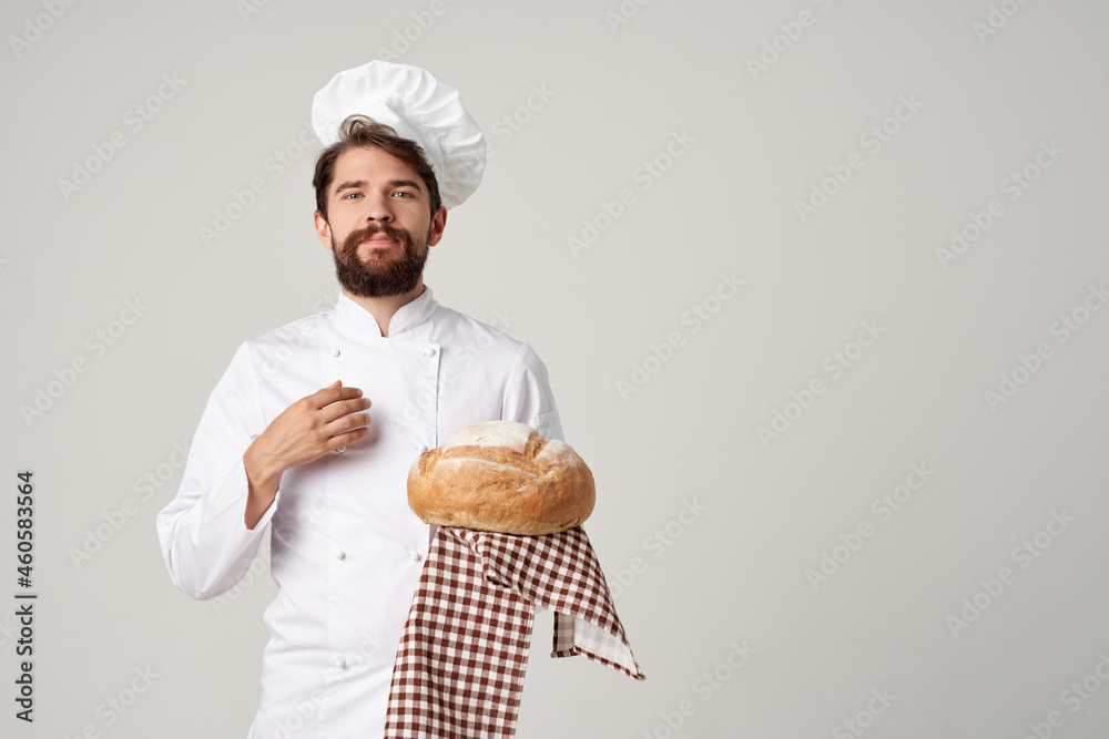 bearded man chef restaurant provision of services light background bearded man chef restaurant provision of services light background