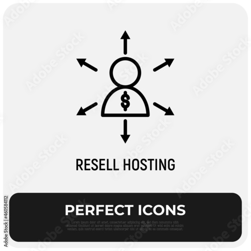 Hosting reseller thin line icon. Modern vector illustration.