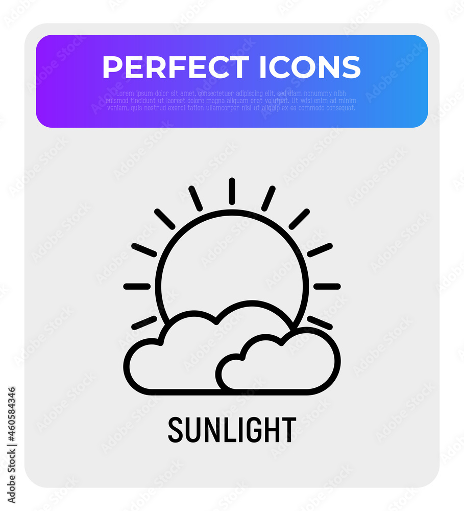 Sunny weather, sunlight thin line icon. Vector illustration. Sunny weather, sunlight thin line icon. Vector illustration.