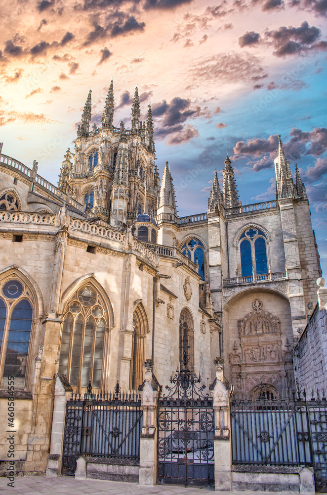Reja y puerta de la pellejería en la catedral gótica de Burgos, España