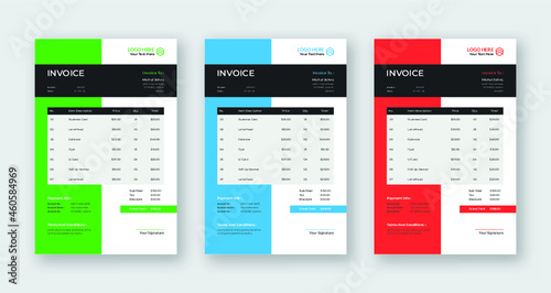 Professional simple modern business invoice template Vector