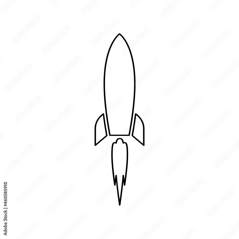 Rocket line icon isolated on white background Rocket line icon isolated on white background