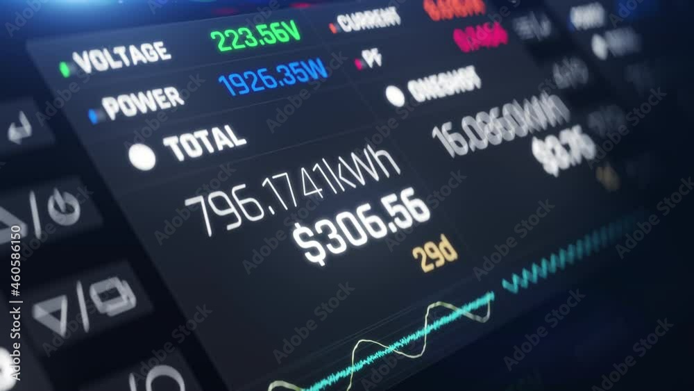 Vidéo Stock Energy meter with digital screen showing electricity