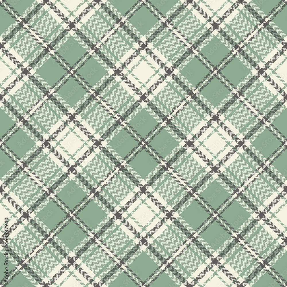 Vecteur Stock Check pattern vector for spring in sage green, grey, beige.  Seamless herringbone textured soft light tartan plaid background for scarf,  poncho, blanket, throw, other modern fashion textile design. | Adobe