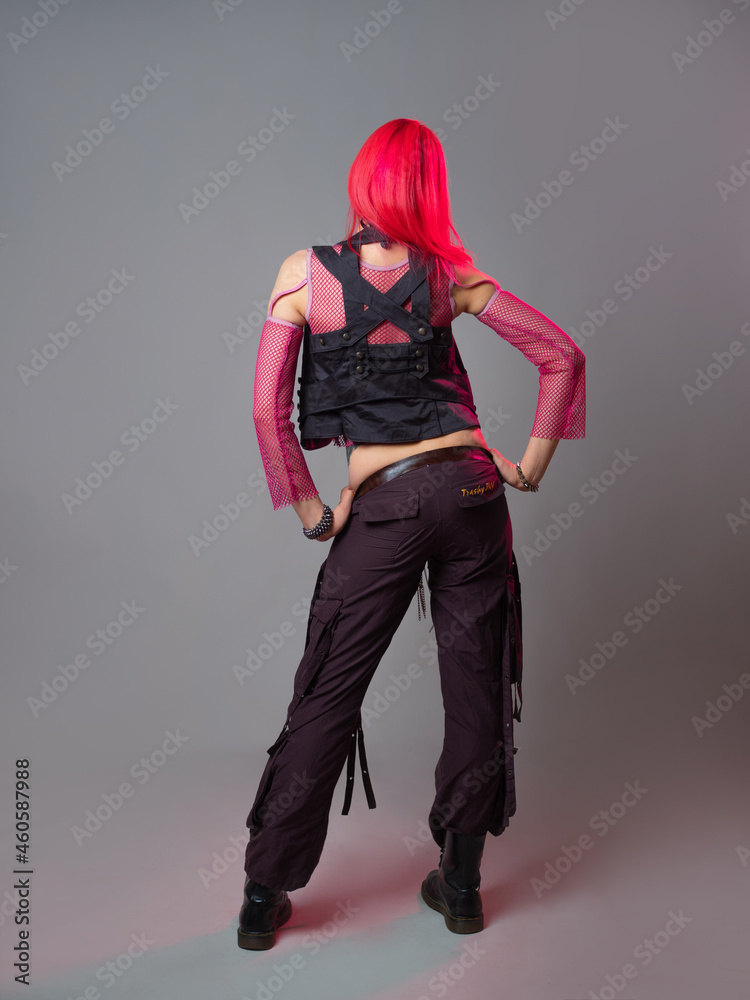 Futuristic fashion, a young bright and attractive woman with pink hair, Futuristic fashion, a young bright and attractive woman with pink hair,