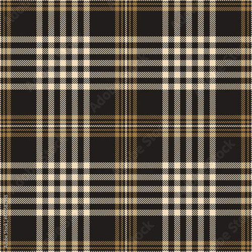 Plaid pattern in gold brown, black, beige for autumn winter. Seamless dark tartan check graphic vector for flannel shirt, blanket, duvet cover, throw, other modern fashion textile print.