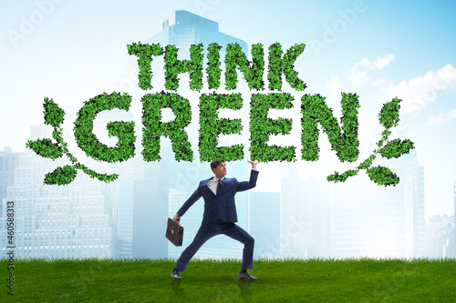 Businessman in think green concept photo