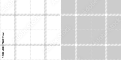 Plaid pattern windowpane in grey and white. Classic simple thin neutral light tartan check plaid background set for jacket, skirt, dress, coat, skirt, other modern fashion textile print.