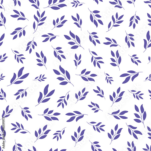 Purple leaves seamless pattern with white background.