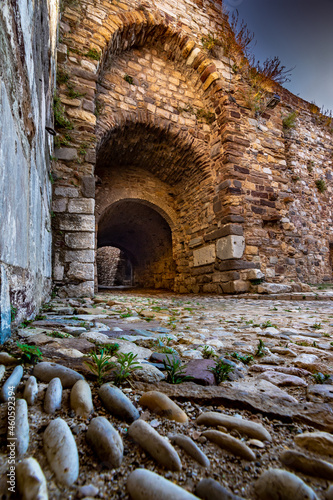 Walls of the old fortress in Chios town, Greece. photo