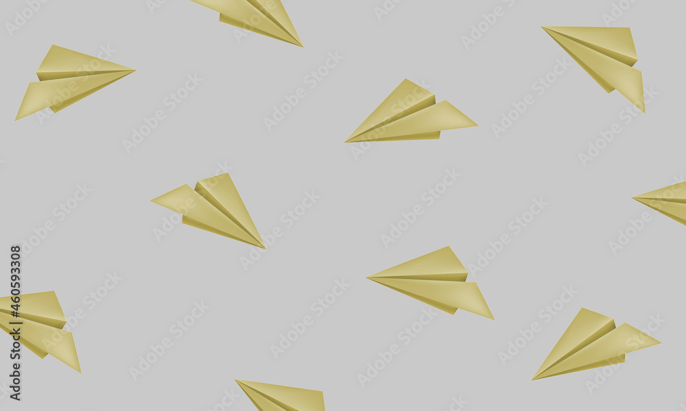 Fototapeta premium pastel color background with paper airplane collection