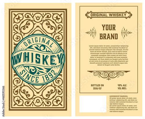 Whiskey label with old frames